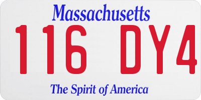 MA license plate 116DY4