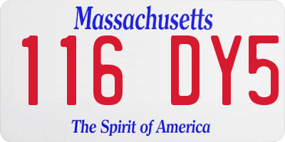 MA license plate 116DY5