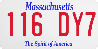 MA license plate 116DY7