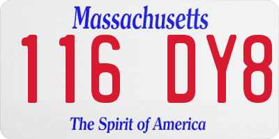 MA license plate 116DY8