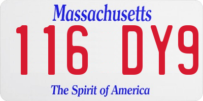 MA license plate 116DY9