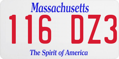 MA license plate 116DZ3