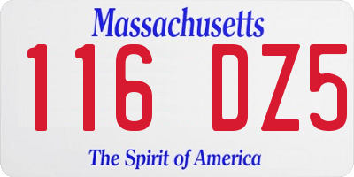 MA license plate 116DZ5