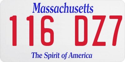 MA license plate 116DZ7