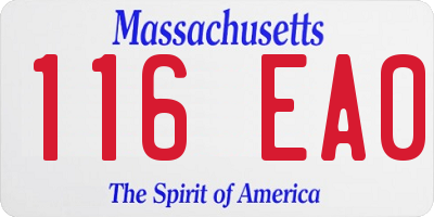 MA license plate 116EA0