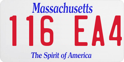 MA license plate 116EA4