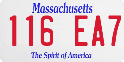 MA license plate 116EA7