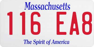 MA license plate 116EA8