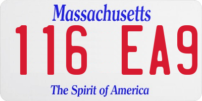 MA license plate 116EA9