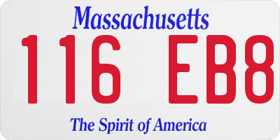 MA license plate 116EB8