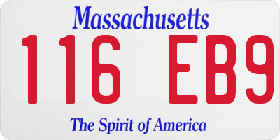 MA license plate 116EB9