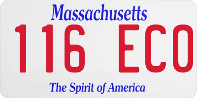 MA license plate 116EC0