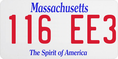 MA license plate 116EE3