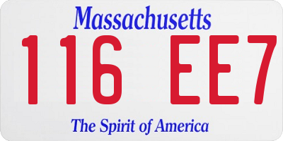 MA license plate 116EE7