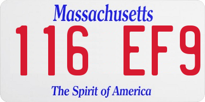 MA license plate 116EF9
