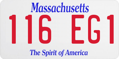 MA license plate 116EG1