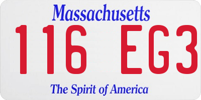 MA license plate 116EG3