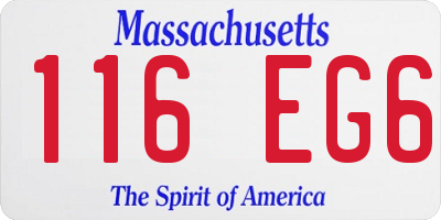 MA license plate 116EG6