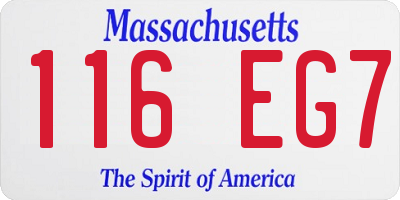 MA license plate 116EG7