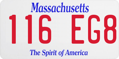 MA license plate 116EG8