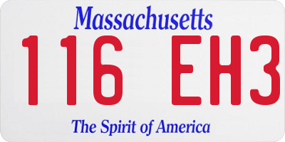 MA license plate 116EH3
