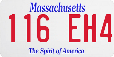 MA license plate 116EH4