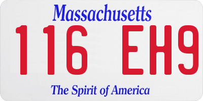 MA license plate 116EH9