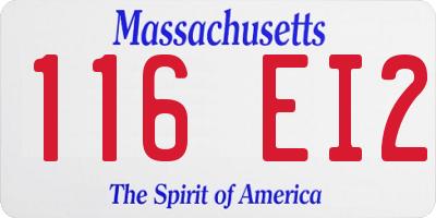 MA license plate 116EI2