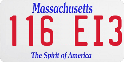 MA license plate 116EI3
