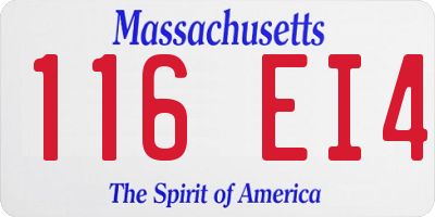MA license plate 116EI4
