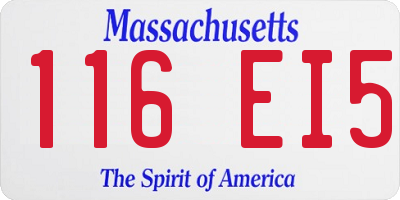 MA license plate 116EI5