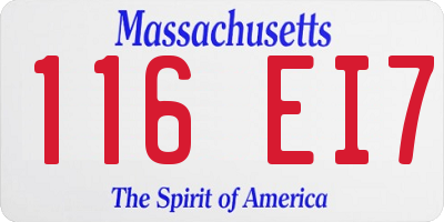 MA license plate 116EI7