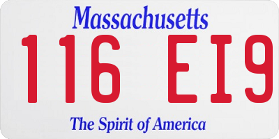 MA license plate 116EI9
