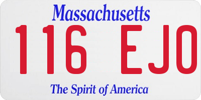 MA license plate 116EJ0