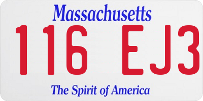 MA license plate 116EJ3