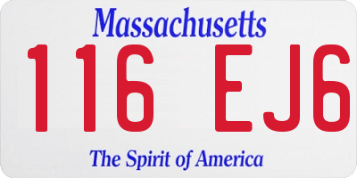 MA license plate 116EJ6