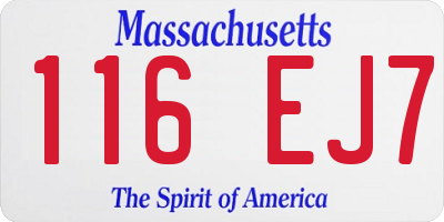 MA license plate 116EJ7