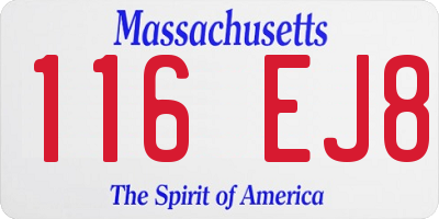MA license plate 116EJ8