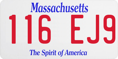 MA license plate 116EJ9