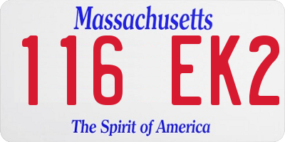 MA license plate 116EK2