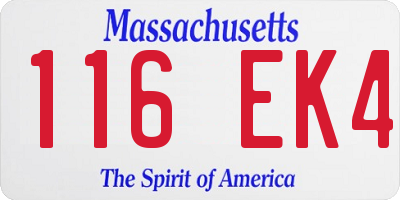 MA license plate 116EK4