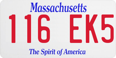 MA license plate 116EK5