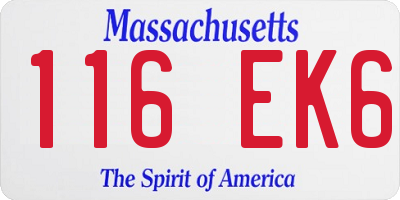 MA license plate 116EK6