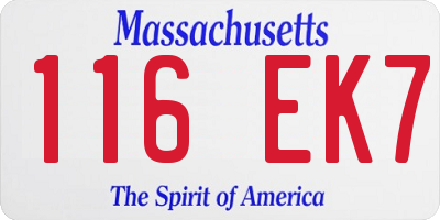 MA license plate 116EK7