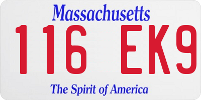 MA license plate 116EK9