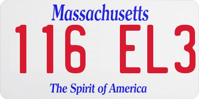MA license plate 116EL3