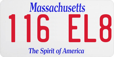 MA license plate 116EL8