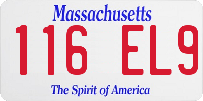 MA license plate 116EL9