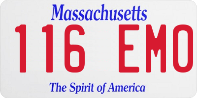 MA license plate 116EM0