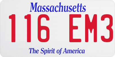MA license plate 116EM3
